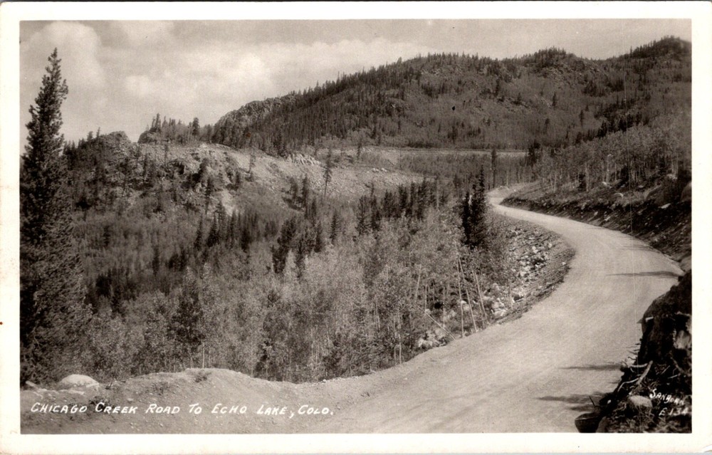 COLORADO CHICAGO CREEK ROAD TO ECHO LAKE OLD SANBORN REAL PHOTO POSTCARD