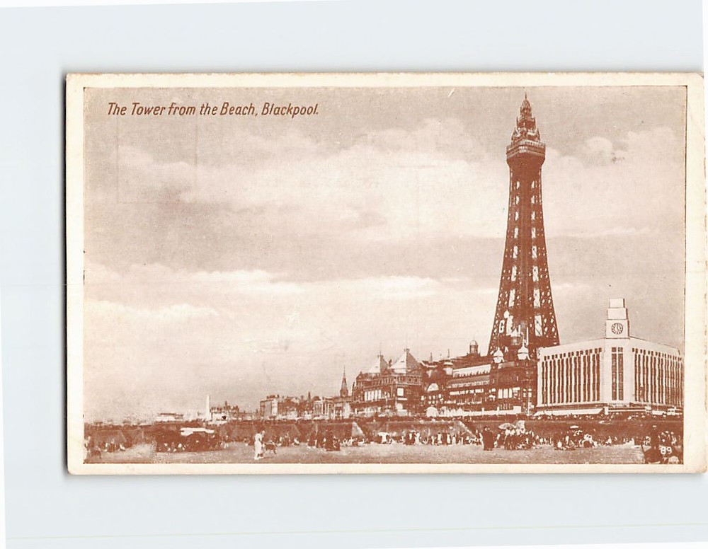 Postcard Tower from the Beach Blackpool England