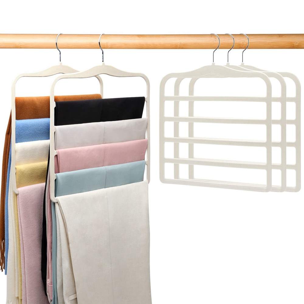 Closet Organizers with Magic Pants Hangers & Velvet Hangers for Space Saving Storage