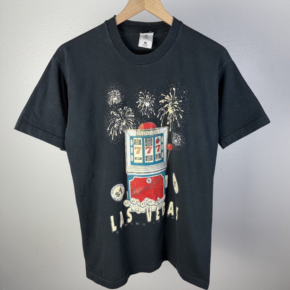 Vintage Las Vegas Casino Slot Machine Gambling Single Stitch T Shirt Size Large