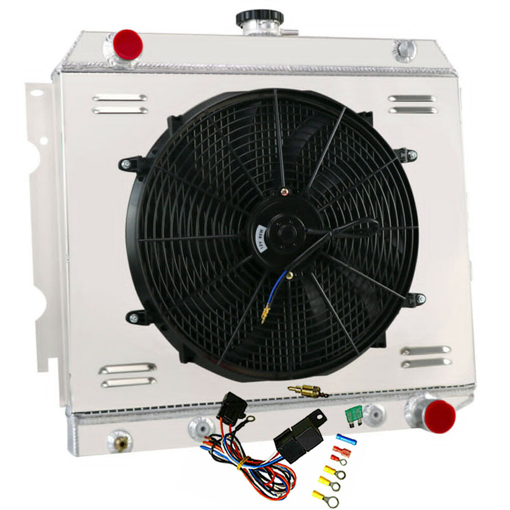 4 Row Radiator+Shroud Fan Relay Fits 1968-1974 1969 Dodge Dart Mopar Cars AT.