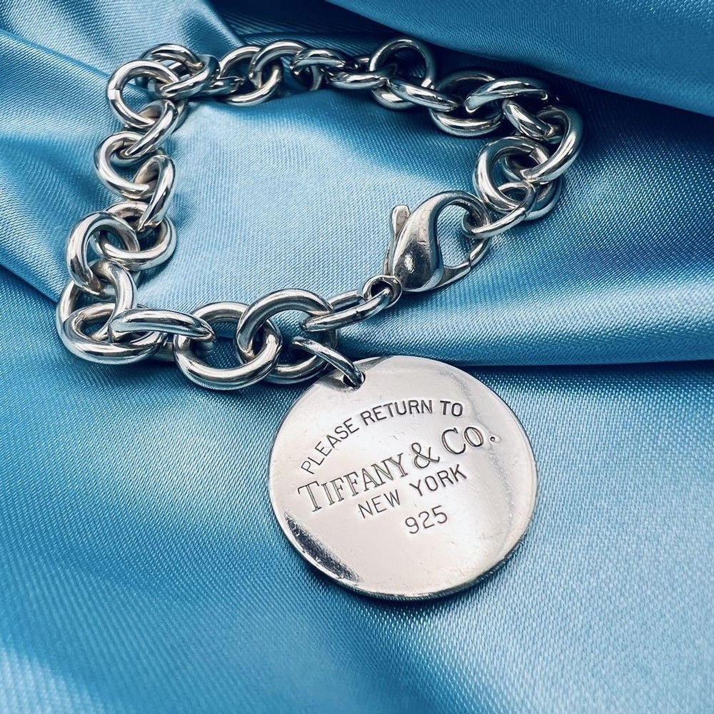 Tiffany & Co Round Tag Silver Bracelet Preowned Vintage Jewelry