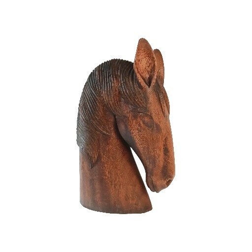 Handcarved Wooden Horse Head Equestrian Sculpture 8.5