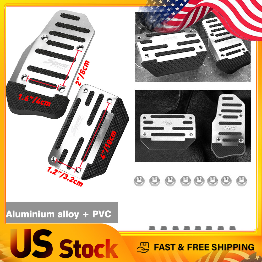 Universal Silver Slip Non Automatic Gas Foot Brake Pedal Cover Pad Accessories