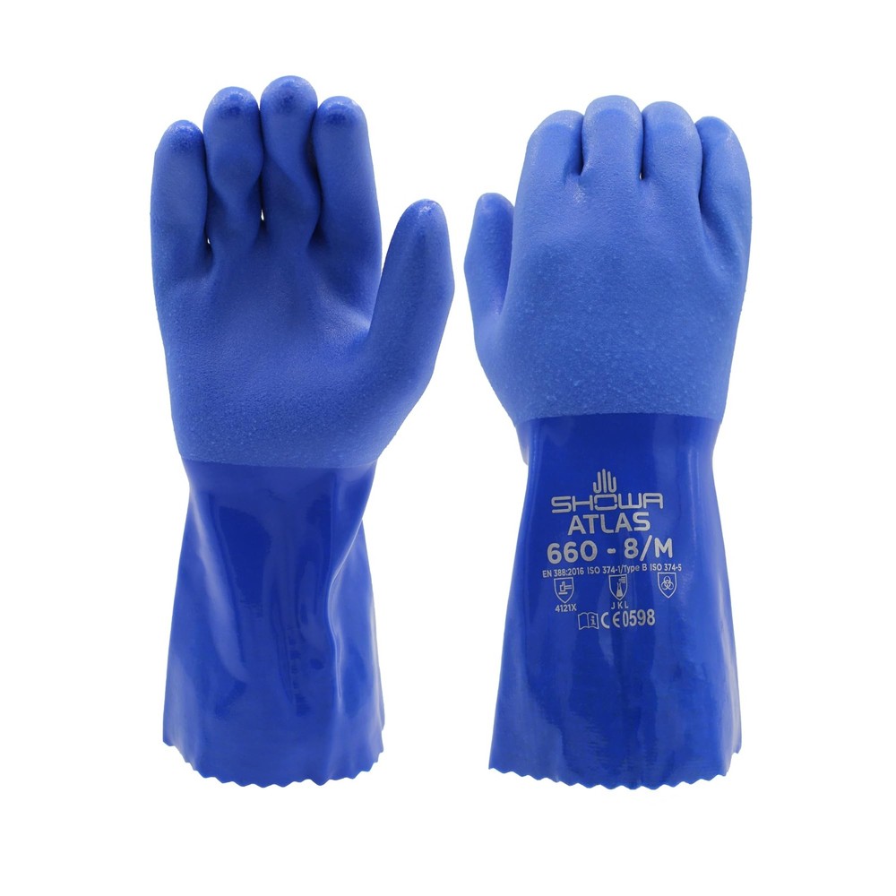 Atlas 660 PVC Coated Chemical Resistant Safety Gloves with Cotton Lining