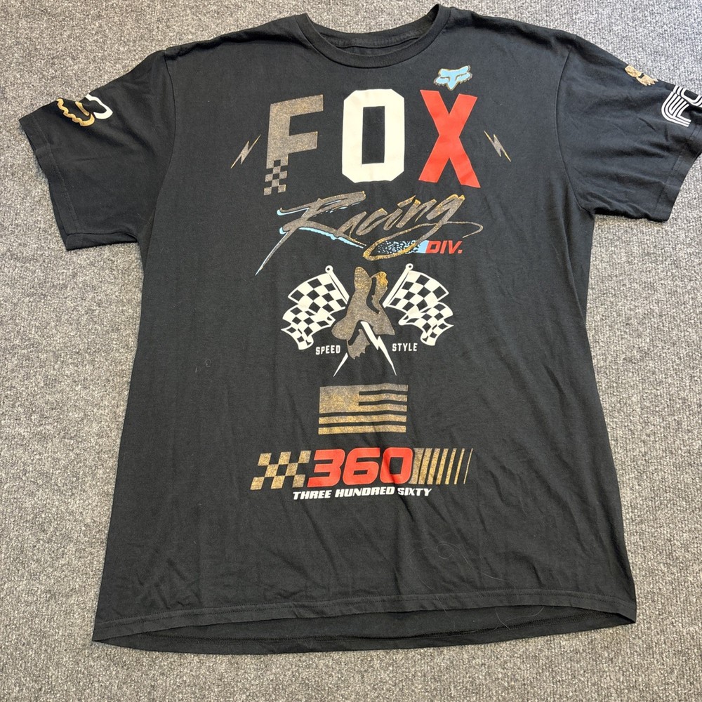 Y2K Fox Racing Graphic T-Shirt 360 Men’s XL Black