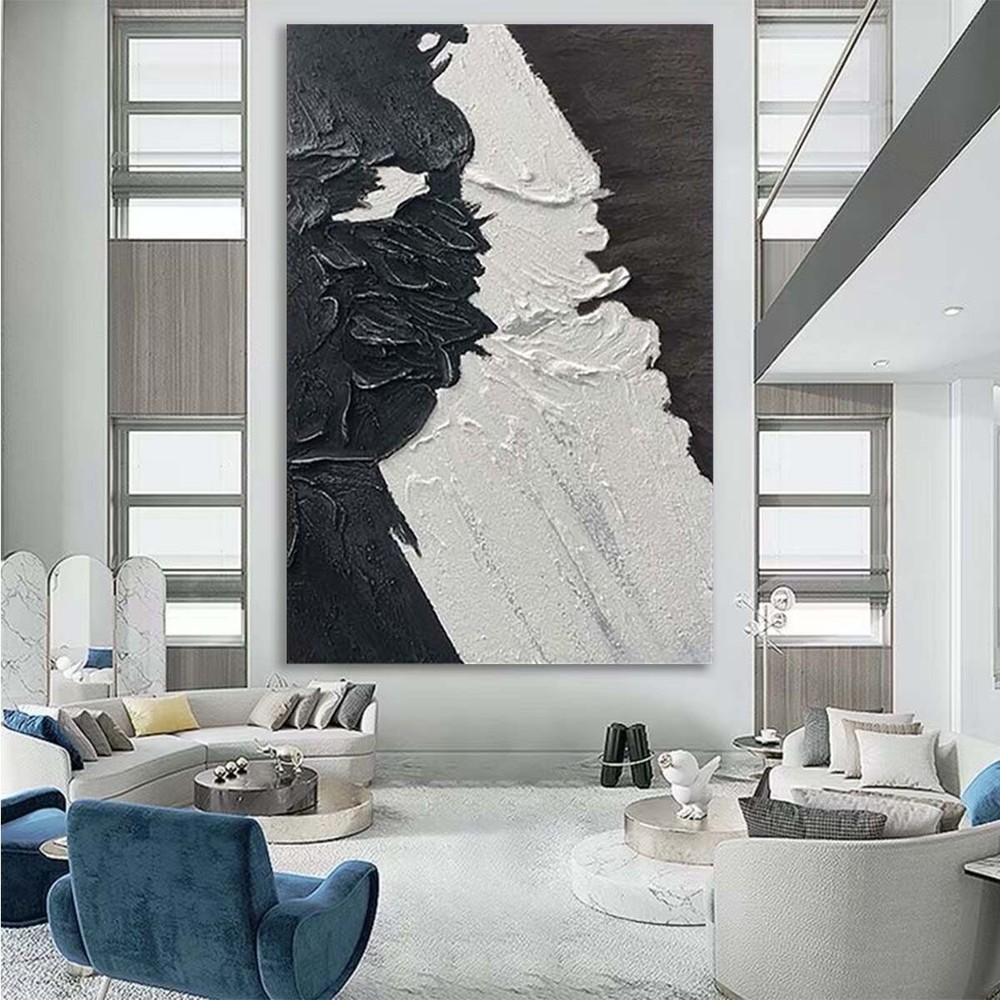 Abstract Black White Decorative Painting Handmade Oil Painting Wall Art Aestheti