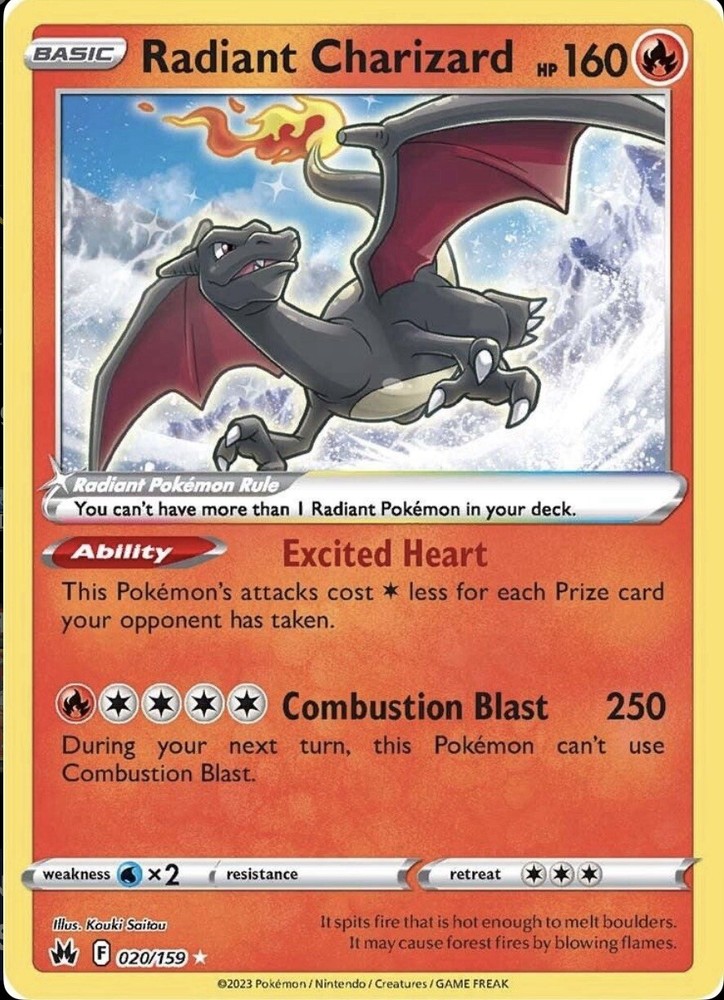 LP Radiant Charizard Shiny Holo Rare 020 Pokemon Sword & Shield-Crown Zenith
