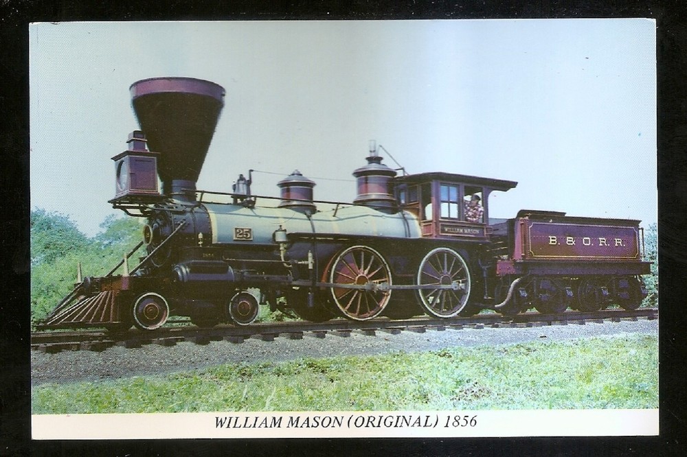 Vtg unused Postcard WILLIAM MASON LOCOMOTIVE 1856 (Original) B&O Museum Bal MD