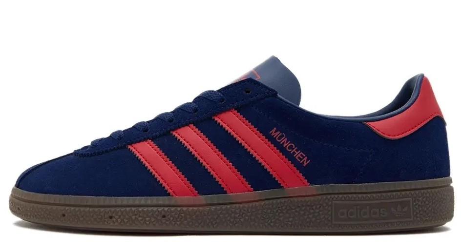 Adidas Originals Munchen Dark Blue/Scarlet Trainers-ALL SIZES Sneakers-Genuine