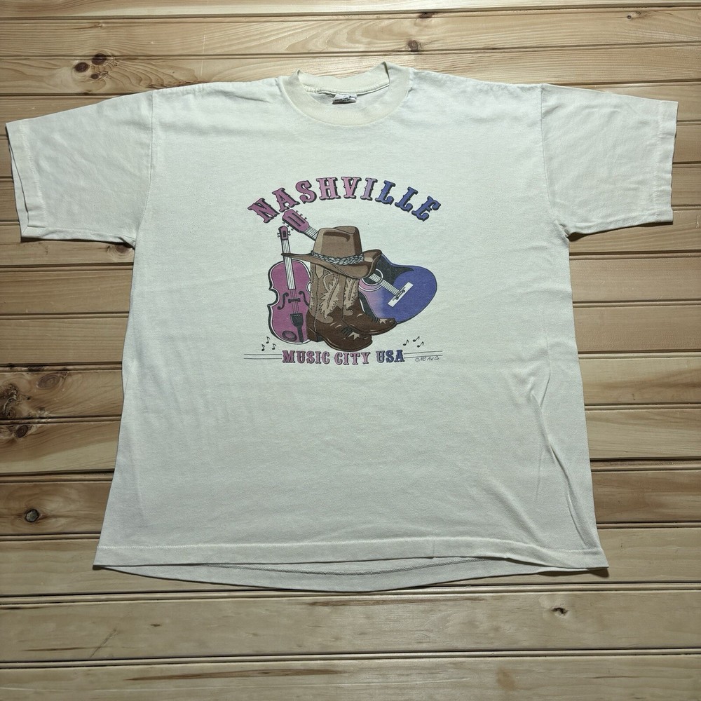 Vintage 80s Nashville Country Music City Western Cowboy Boots Shirt Size XL