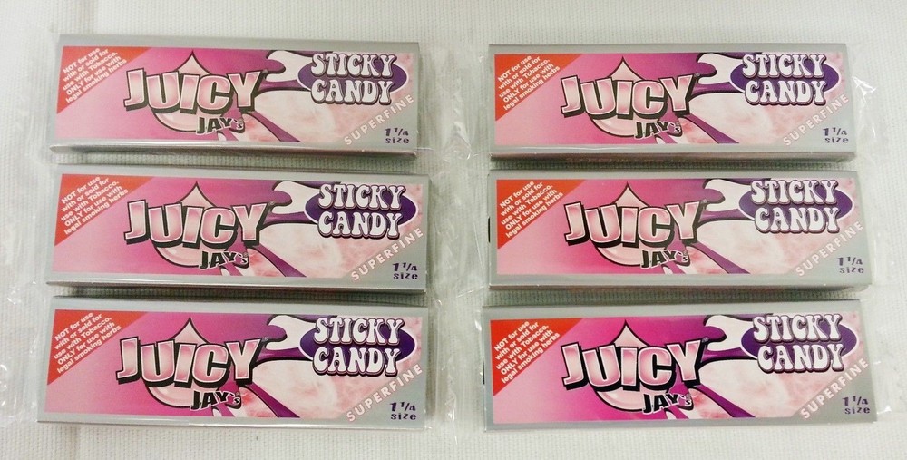 6 Packs Juicy Jay Sticky Candy 1 1/4 Size Free Shipping Included