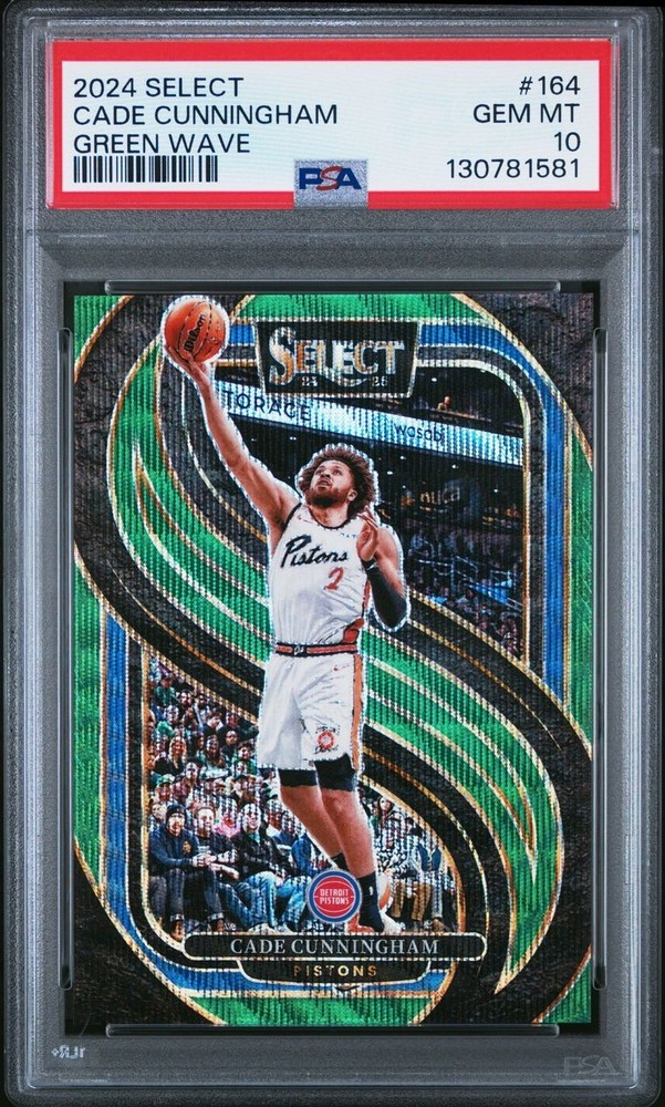 2024-25 Panini Select 164 CADE CUNNINGHAM Green Wave Prizm /50 - Pistons PSA 10