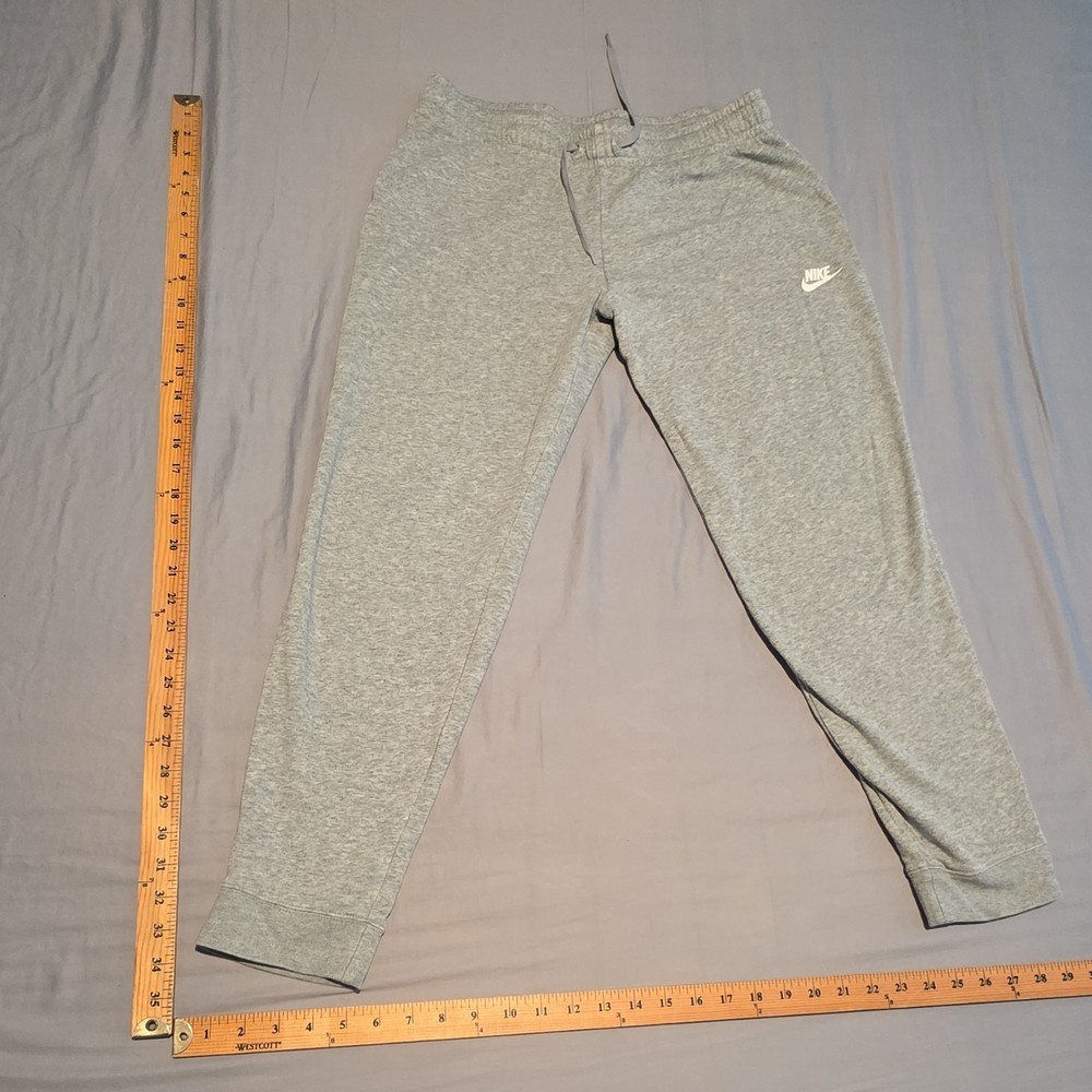 Nike Men's Gray Fleece Sweatpants L Drawstring Tapered Leg Pockets