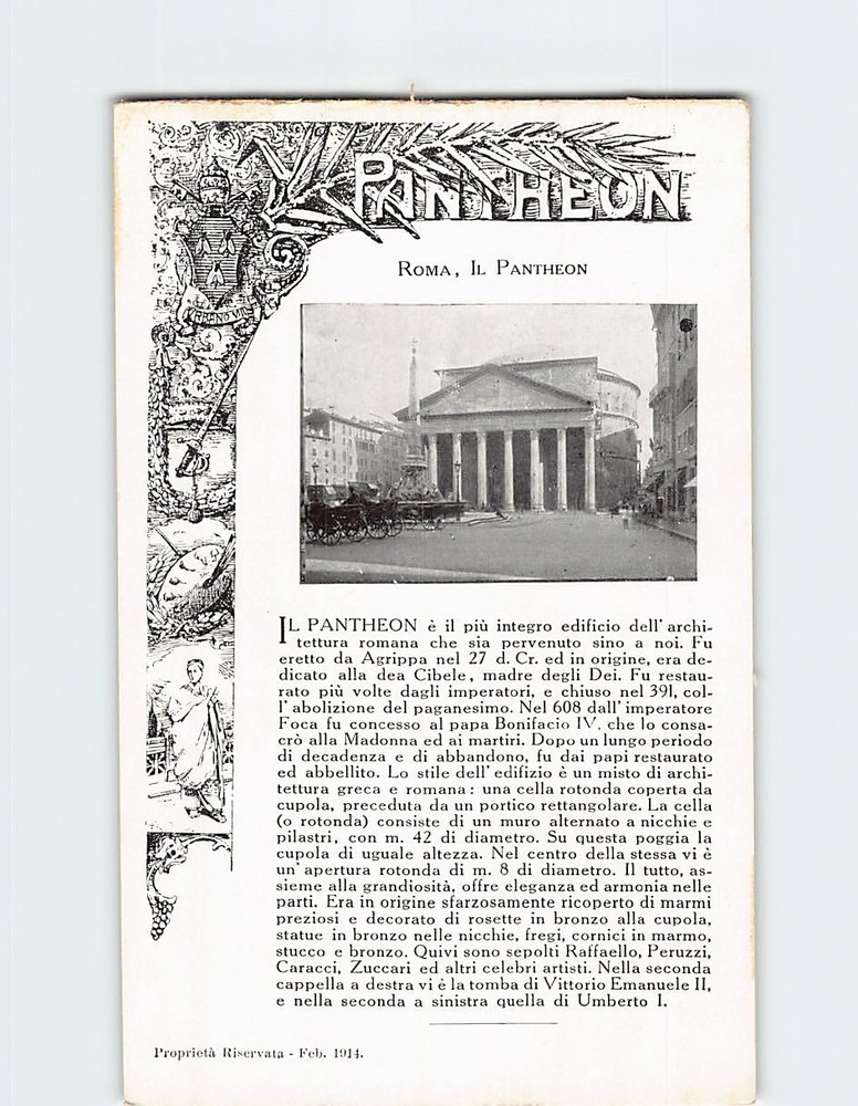 Postcard Il Pantheon Rome Italy