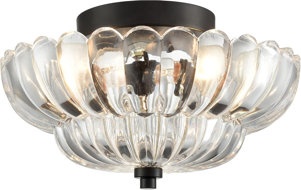 Modern Black Semi Flush Mount Ceiling Light with Scalloped Design