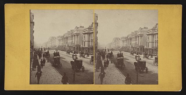 London England Regent Street 1900 street scene horse carriages stereoview