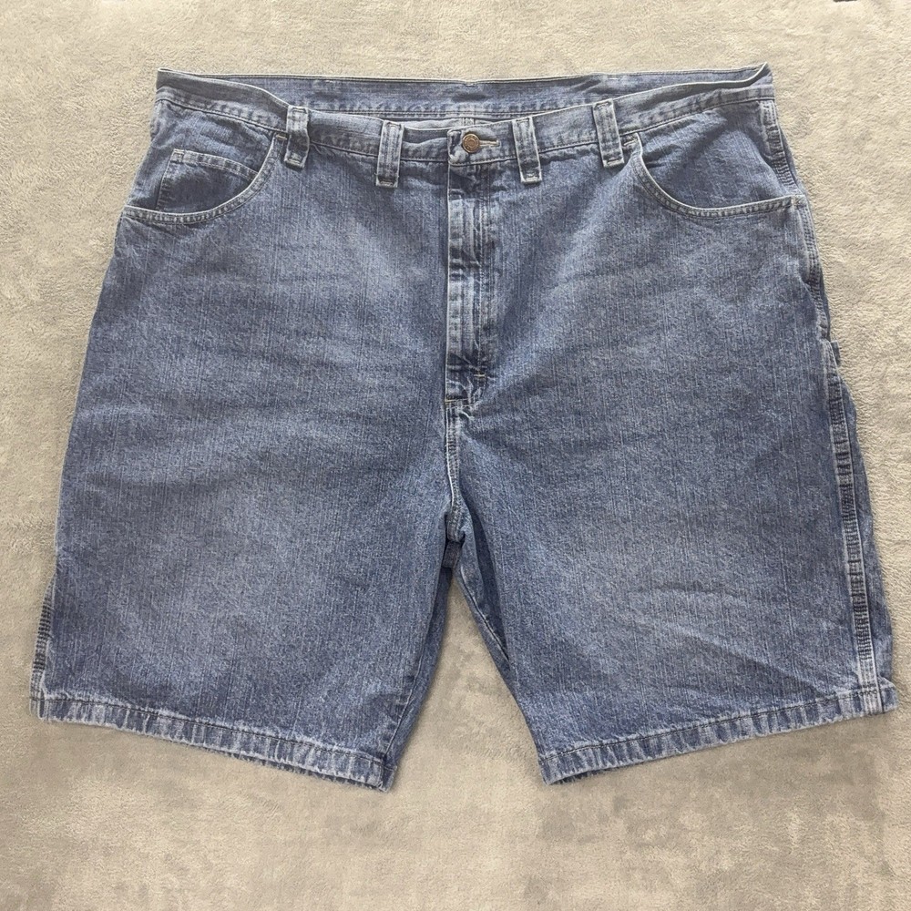 Wrangler Jean Shorts Men 46 x 10 Blue Carpenter Cargo Denim Utility Workwear