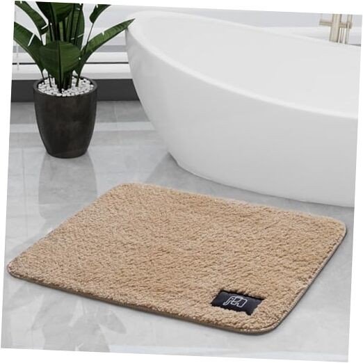 Soft Absorbent 19x31 Beige Shaggy Bath Rug & Mat
