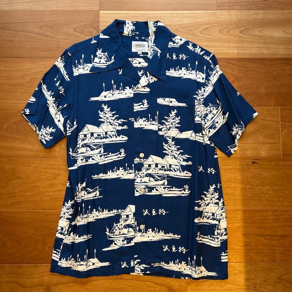 FUCT SSDD Aloha Shirt Men's M Blue Short Sleeve