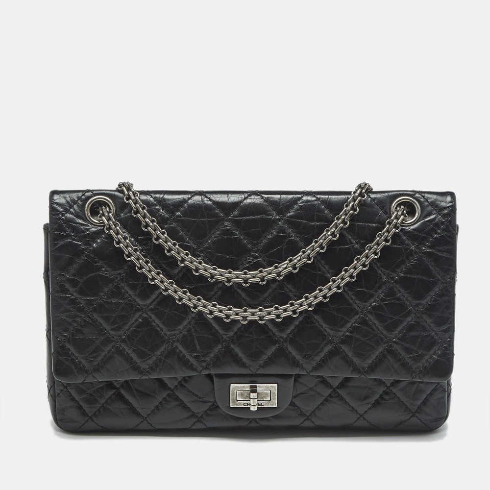 Chanel Black Quilted Aged Leather Reissue 2.55 Classic Flap Bag 226