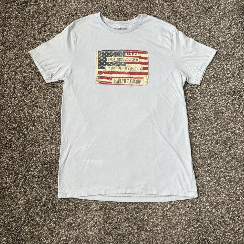 Denim & Supply Ralph Lauren American Flag Blue Shirt Men’s Medium