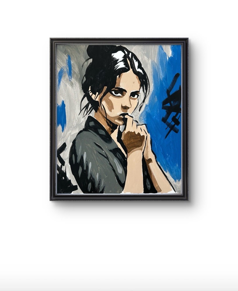 Original Abstract Woman Portrait Painting 14x11 canvas Modern Wall Art Home Deco