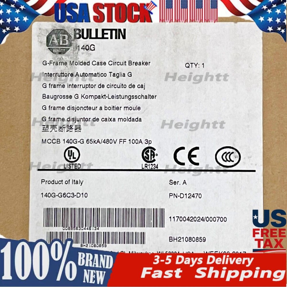 New Allen Bradley 140G-G6C3-D10 G-Frame Molded Case Circuit Breaker US Free Tax