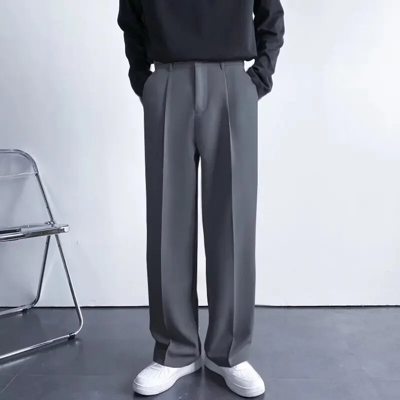 Spring Autumn Korean Style Men's Straight-leg Suit Pants Loose-fit Casual Pants