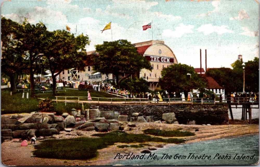 Postcard The Gem Theatre, Peak's Island in Portland, Maine