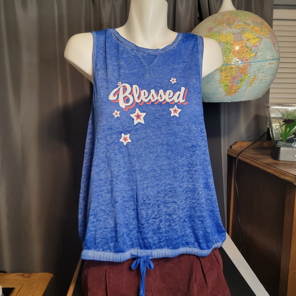 No Boundaries Tank Top Womens XXL Blue “Blessed”