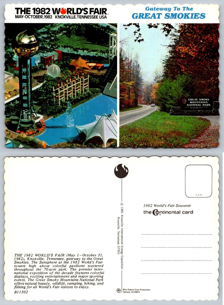 1982 World's Fair Knoxville TN & Great Smoky Mountains Souvenir Postcard