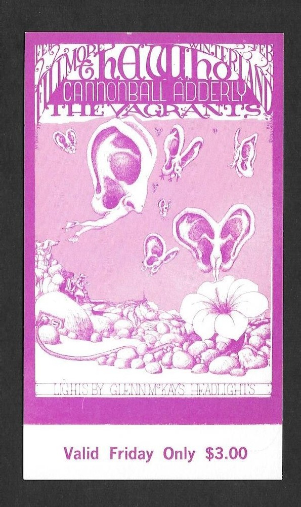 THE WHO Vagrants Cannonball Adderly BG Fillmore Concert TICKET 1968