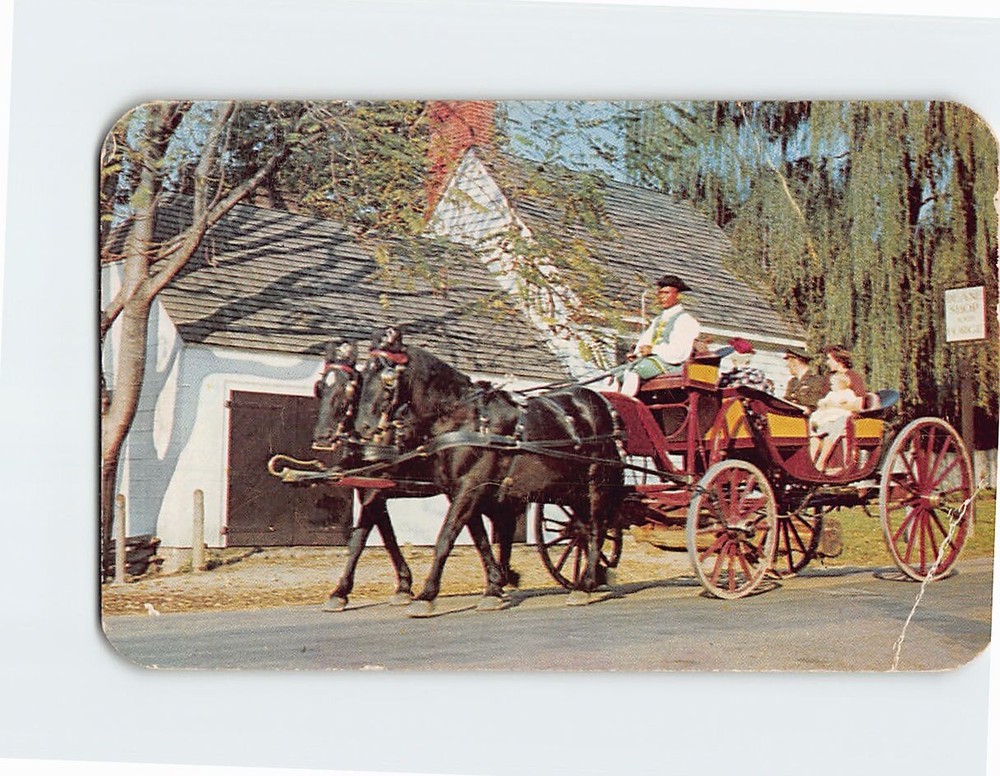 Postcard Mulberry Phaeton passing the Deane Forge Williamsburg Virginia USA