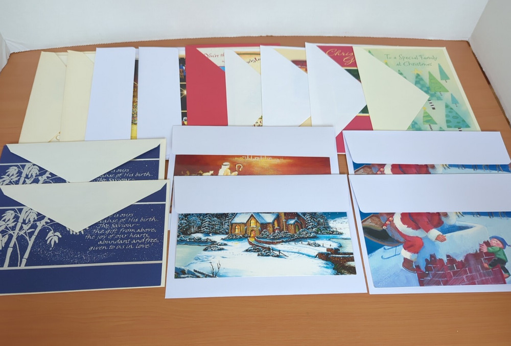 Mixed Lot of 15 VTG Unused Christmas Greeting Cards w/ Envelopes Various Designs
