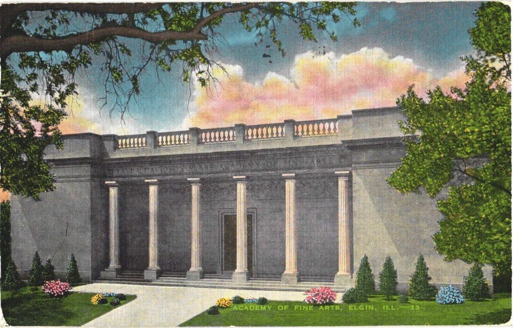 Elgin Illinois The Academy of Fine Arts Houses Masterpieces Vintage Postcard-image