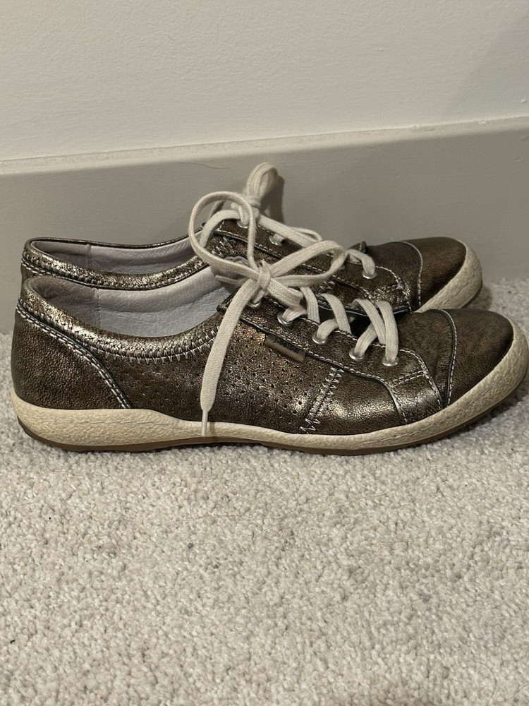 Josef Seibel Gold Leather Sneakers Size 38=7