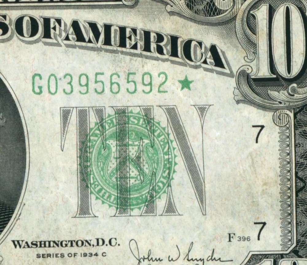 **STAR** $10 1934 Federal Reserve Note ** DAILY CURRENCY AUCTIONS