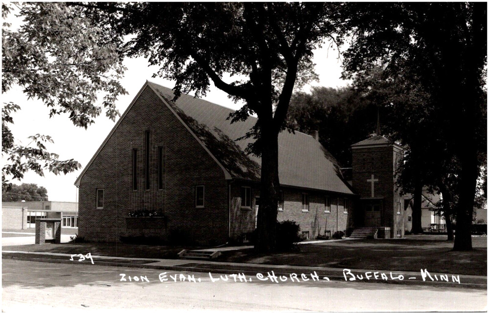 Zion Evangelical Lutheran Church Buffalo Minnesota 1950s RPPC Postcard Pearson