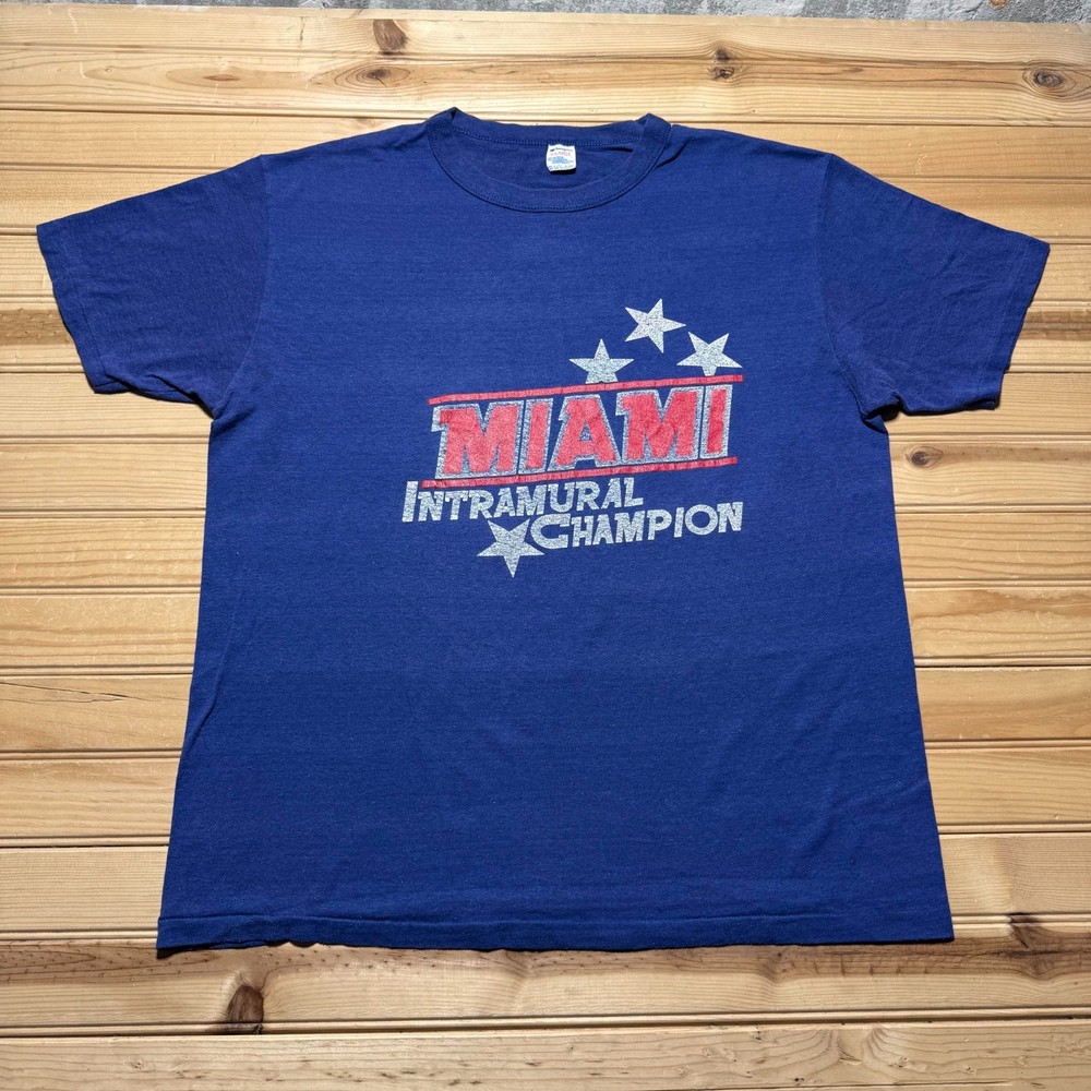 Vintage 80s Miami Intramural Champion Stars Single Stitch Graphic T-Shirt USA XL