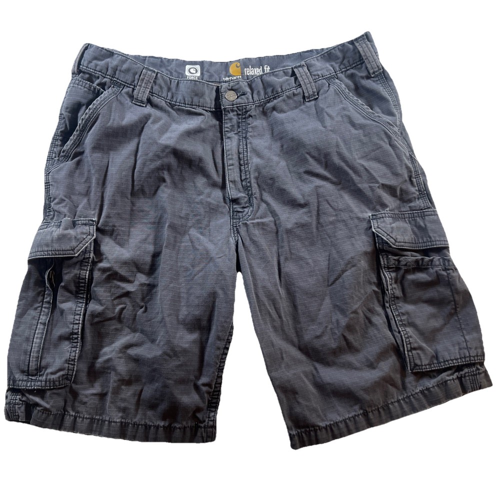 Carhartt Force Relaxed Fit Ripstop Cargo Shorts Mens 38 Gray Workwear