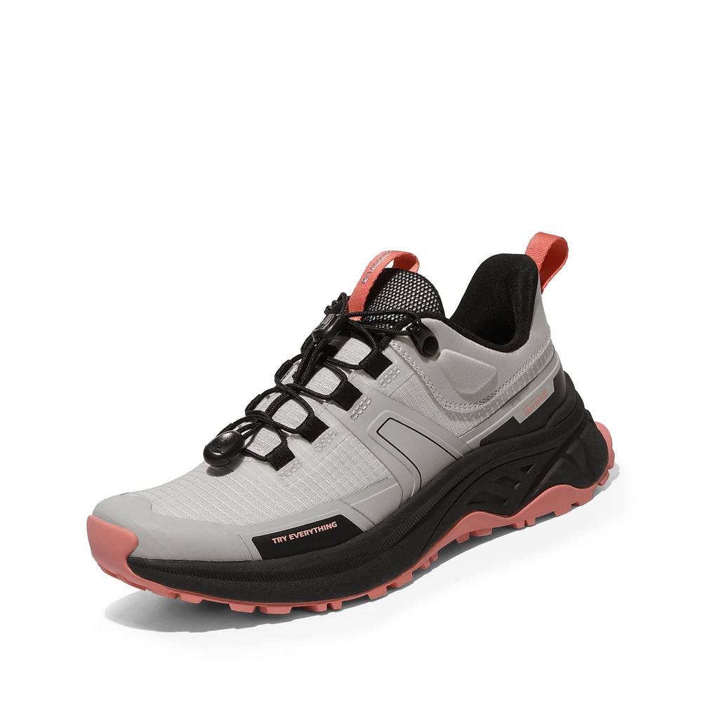 Womens Lightweight Hiking Shoes Quick Laces Outdoors Sneakers, Grey Pink - 9 ...
