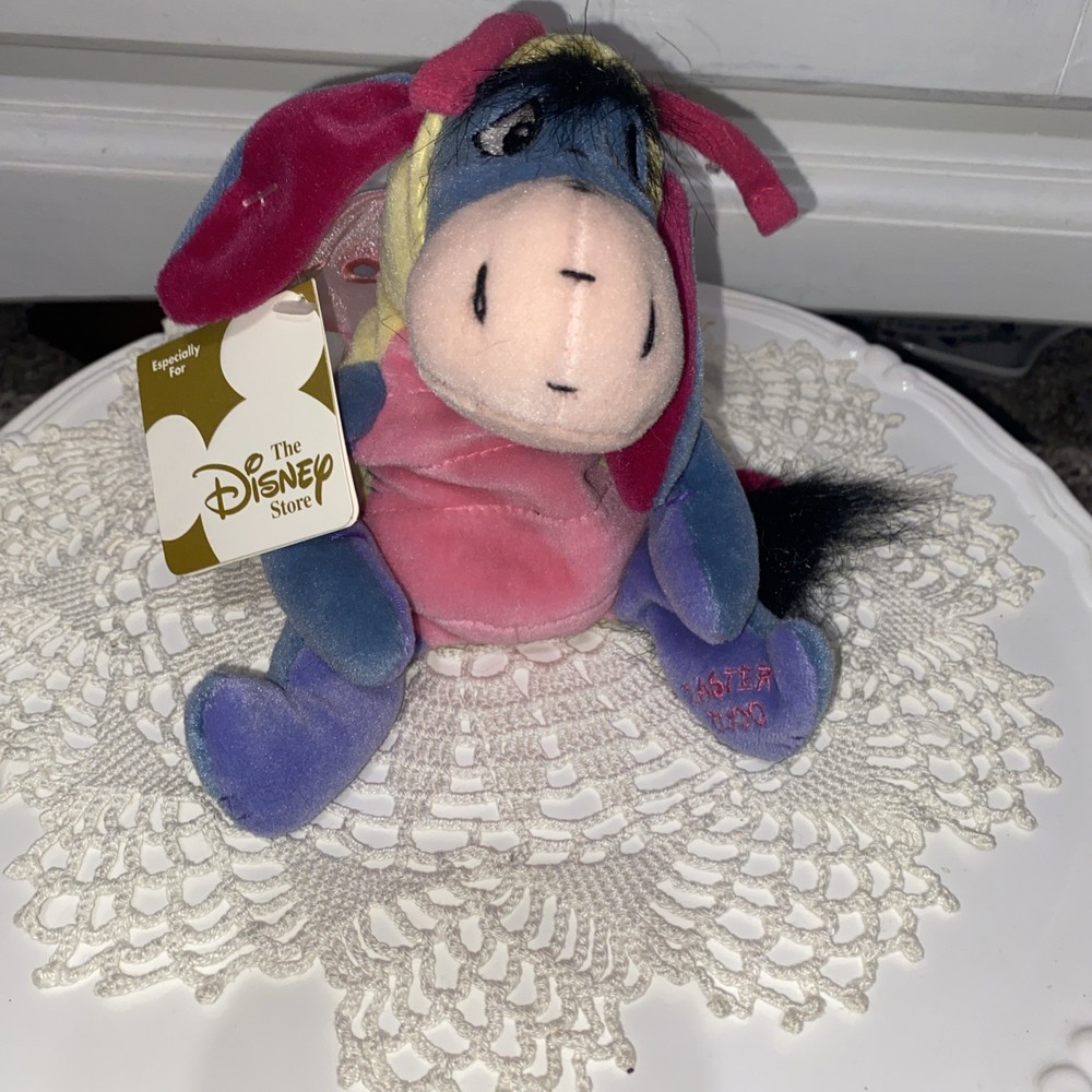 Disney Store Easter 2000  EEYORE BUTTERFLY Beanie  Plush Stuffed Toy NWT