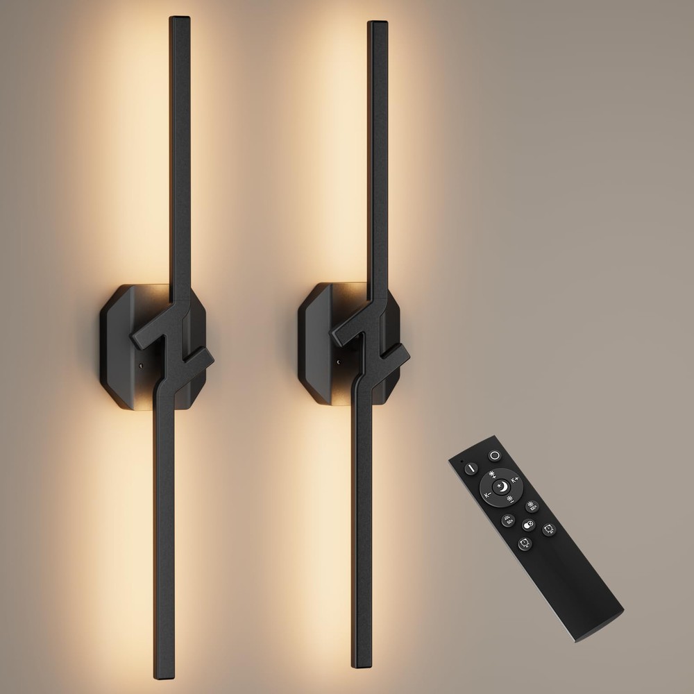 Battery Operated Wall Sconce Set of Two,USB Rechargeable Wall Sconce with Rem...