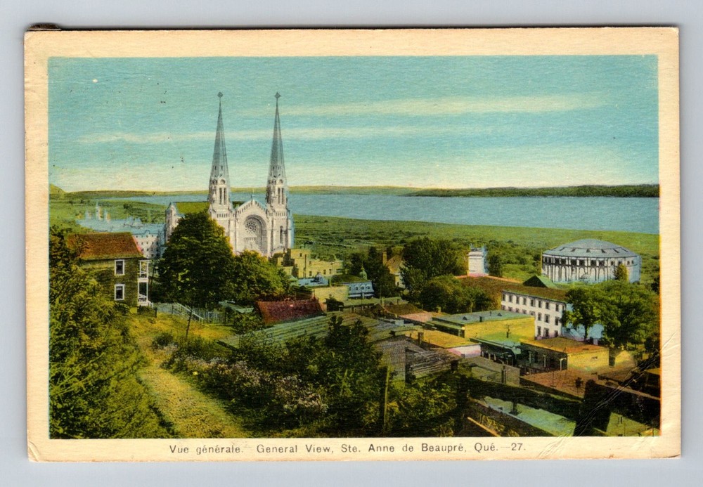 Canada- Quebec St. Anne de Beaupre Basilica St. Lawrence Seaway Vintage Postcard