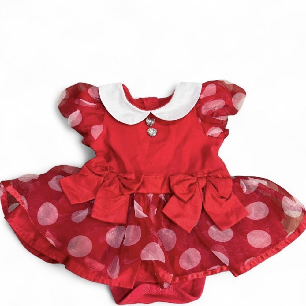 Disney Baby Minnie Mouse Red Polka Dot One-Piece Bodysuit 9-12 Months