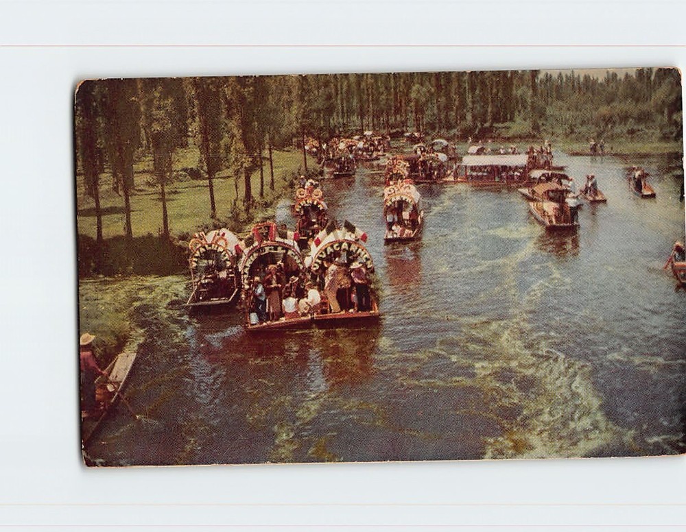 Postcard Floating Gardens Canal Boats Xochimilco Mexico
