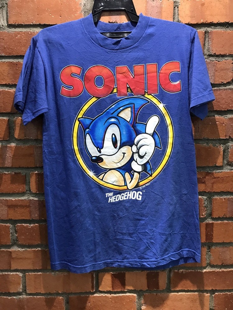 90s Sonic The Hedgehog T-shirt Cartoon graphic Royal Blue tee NH26890