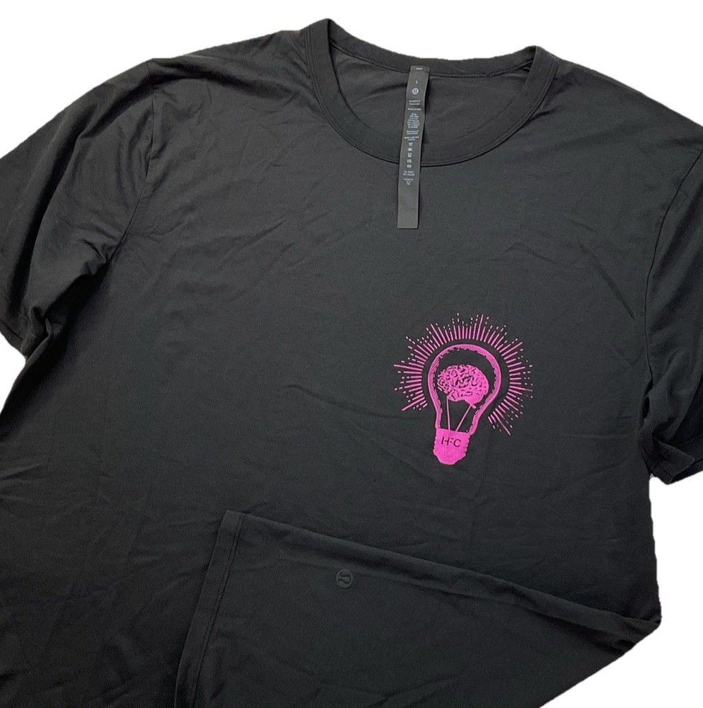 Lululemon T-Shirt Men Sz L Fundamental Brain Bulb Logo Graphic Tee LM3BXVS