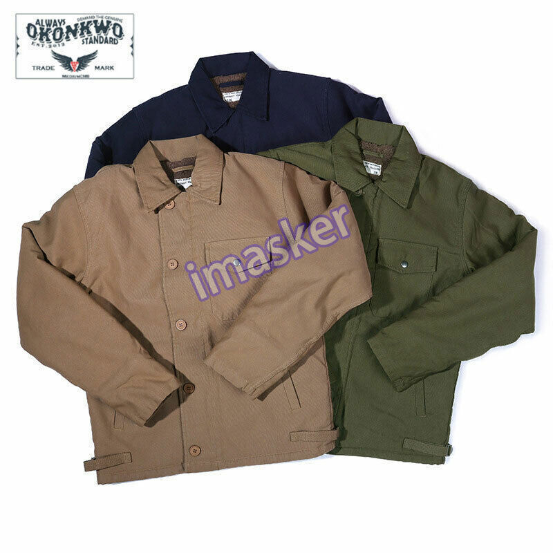 Retro Navy A2 Deck Jacket Mens Military Combat Fleece Lined Winter Coat Jacket